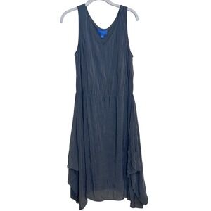 Simply Vera Sage Green Midi Dress Elastic Waist Asymmetrical Hem Flowy Medium